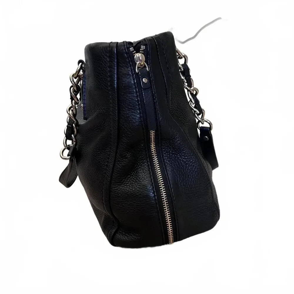 Kate Spade Andee Pebbled Leather Tote Black Shoulder Bag Gold Chain Strap Large - Picture 2 of 9